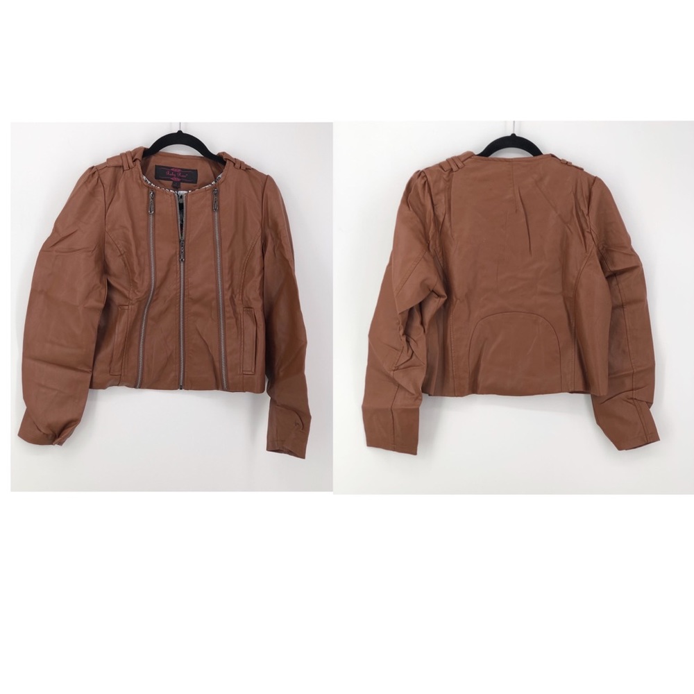 Vegan Tobacco Brown Leather Jacket L